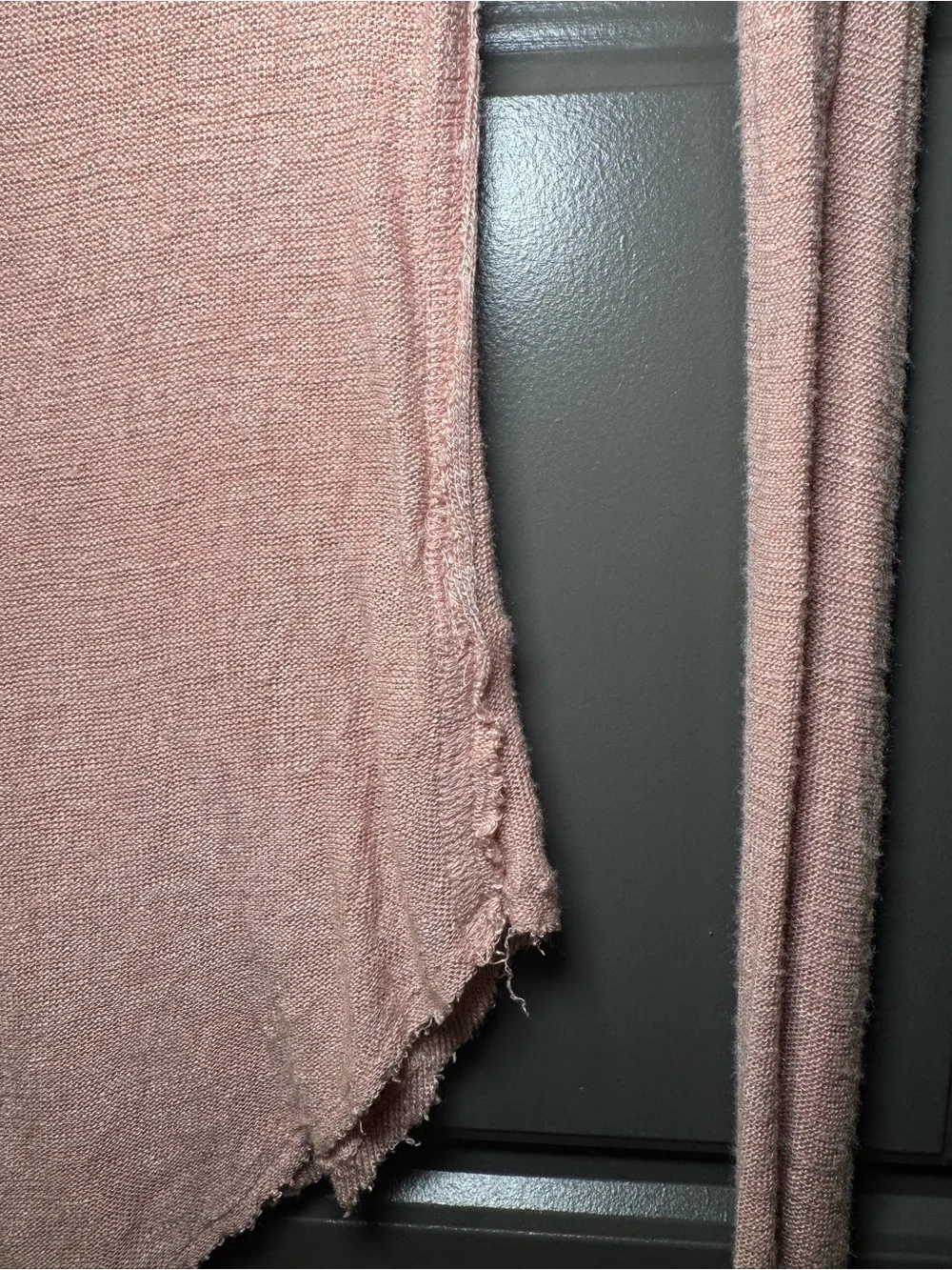 Long-Sleeve Tee in Blush Pink with Contrast Neck